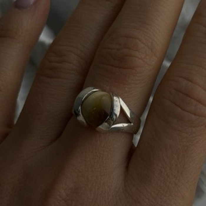 925 Sterling Silver Chrysoberyl Cats Eye Ring Size 8.5