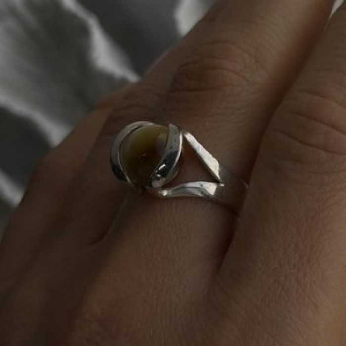 925 Sterling Silver Chrysoberyl Cats Eye Ring Size 8.5