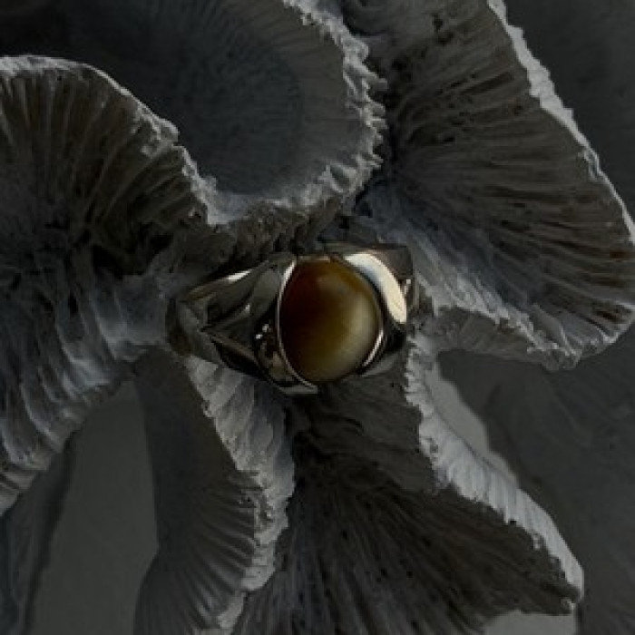 925 Sterling Silver Chrysoberyl Cats Eye Ring Size 8.5
