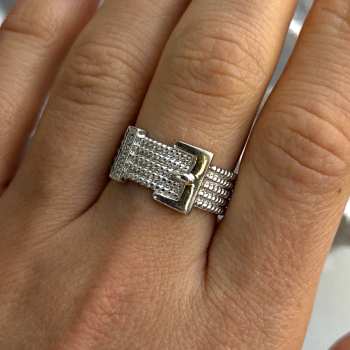 925 Sterling Silver Gold Plated Part Cz Ring Size 9
