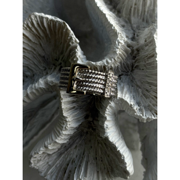 925 Sterling Silver Gold Plated Part Cz Ring Size 9