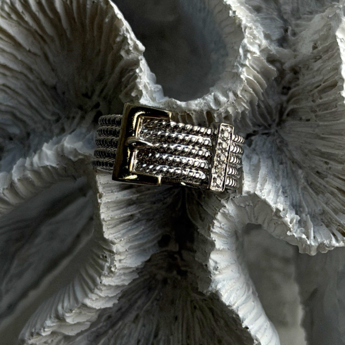 925 Sterling Silver Gold Plated Part Cz Ring Size 9