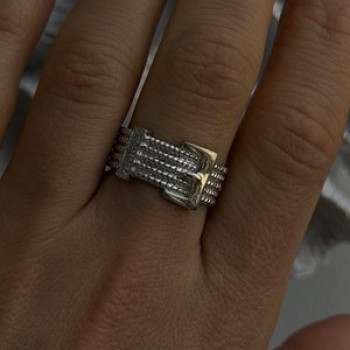 925 Sterling Silver Gold Plated Part Cz Ring Size 9