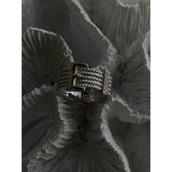 925 Sterling Silver Gold Plated Part Cz Ring Size 9