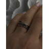 925 Sterling Silver White & Black Diamonds Ring Size 7