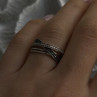 925 Sterling Silver White & Black Diamonds Ring Size 7
