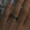 925 Sterling Silver White & Black Diamonds Ring Size 7