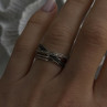 925 Sterling Silver White & Black Diamonds Ring Size 7