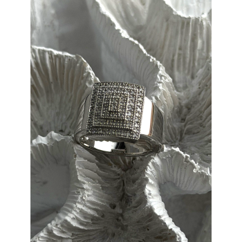 925 Sterling Silver White Colorless Sapphire Ring Size 8