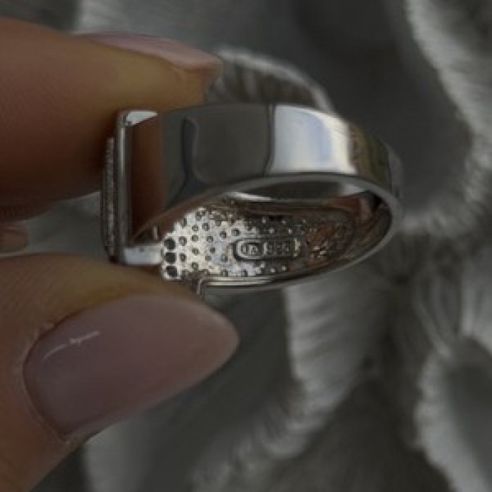 925 Sterling Silver White Colorless Sapphire Ring Size 8