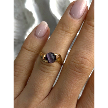 925 Sterling Silver Purple Spectrolite Cats Eye Ring Size 6