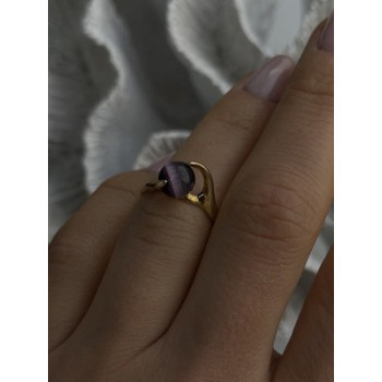 925 Sterling Silver Purple Spectrolite Cats Eye Ring Size 6
