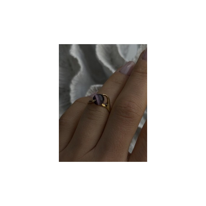 925 Sterling Silver Purple Spectrolite Cats Eye Ring Size 6