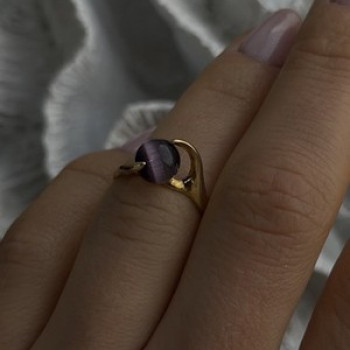 925 Sterling Silver Purple Spectrolite Cats Eye Ring Size 6