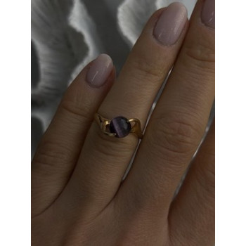 925 Sterling Silver Purple Spectrolite Cats Eye Ring Size 6