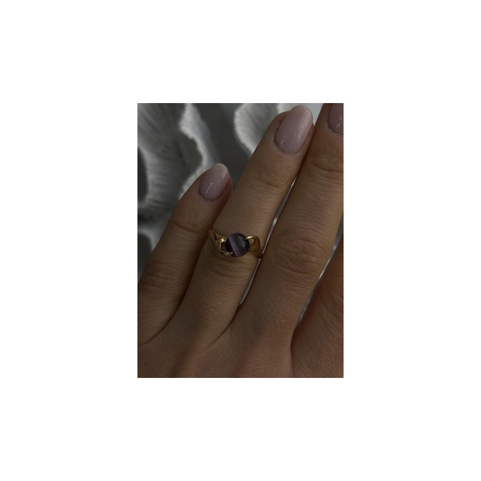 925 Sterling Silver Purple Spectrolite Cats Eye Ring Size 6