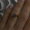 925 Sterling Silver Purple Spectrolite Cats Eye Ring Size 6