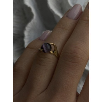 925 Sterling Silver Purple Spectrolite Cats Eye Ring Size 6