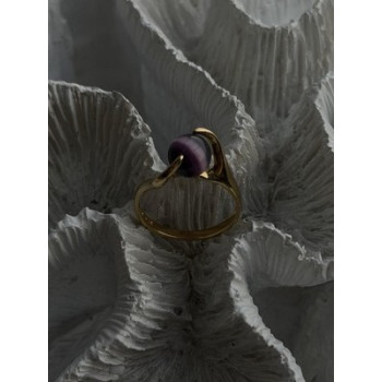 925 Sterling Silver Purple Spectrolite Cats Eye Ring Size 6