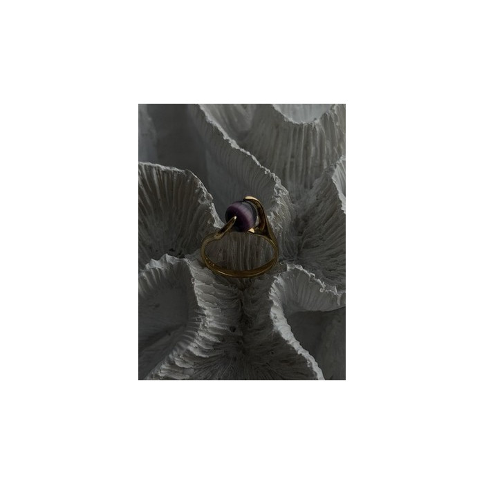 925 Sterling Silver Purple Spectrolite Cats Eye Ring Size 6