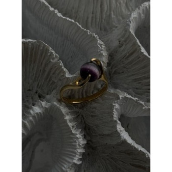 925 Sterling Silver Purple Spectrolite Cats Eye Ring Size 6