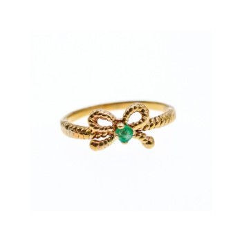 10K YELLOW GOLD EMERALD BOW RING SIZE 7.25