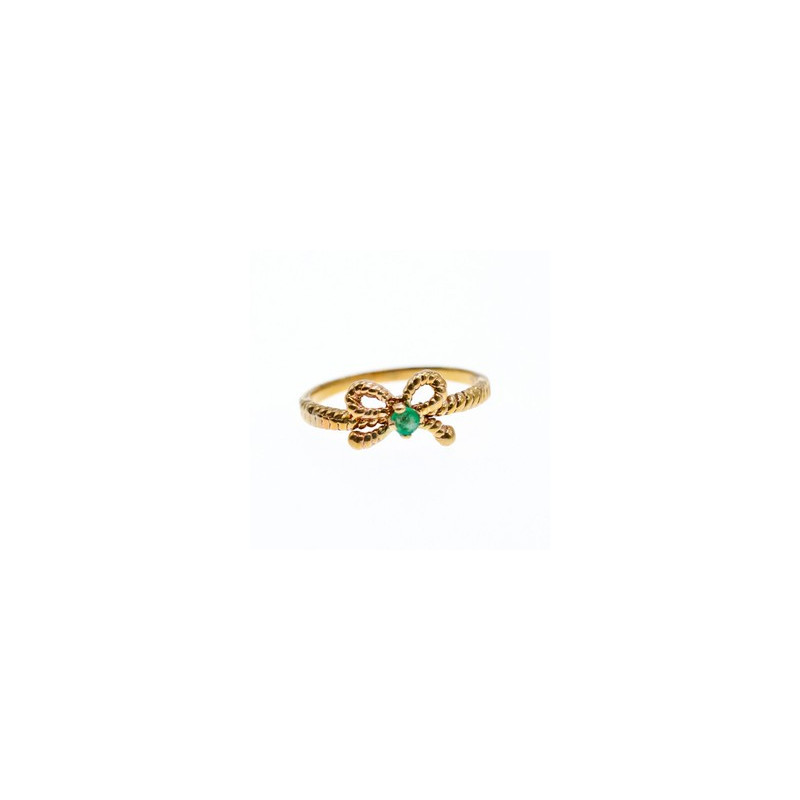 10K YELLOW GOLD EMERALD BOW RING SIZE 7.25
