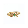 10K YELLOW GOLD EMERALD BOW RING SIZE 7.25