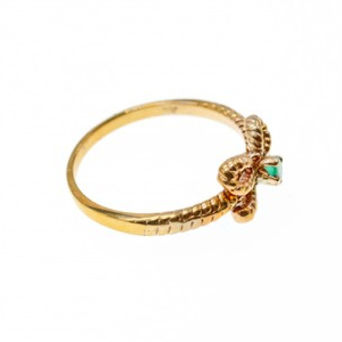 10K Yellow Gold Emerald BOW Ring Size 7.25