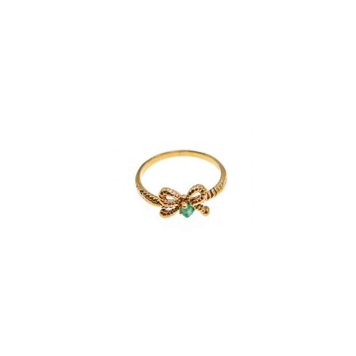 10K YELLOW GOLD EMERALD BOW RING SIZE 7.25