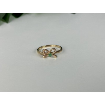 10K YELLOW GOLD EMERALD BOW RING SIZE 7.25