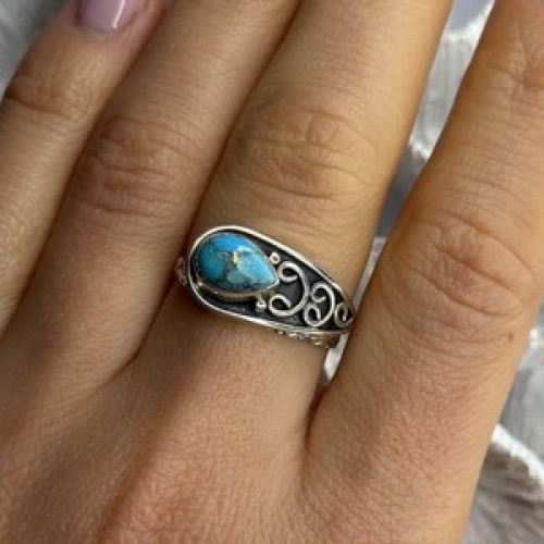 Unique Design 925 Sterling Silver Turquoise Ring Adjustable
