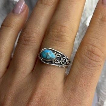 Unique Design 925 Sterling Silver Turquoise Ring Adjustable