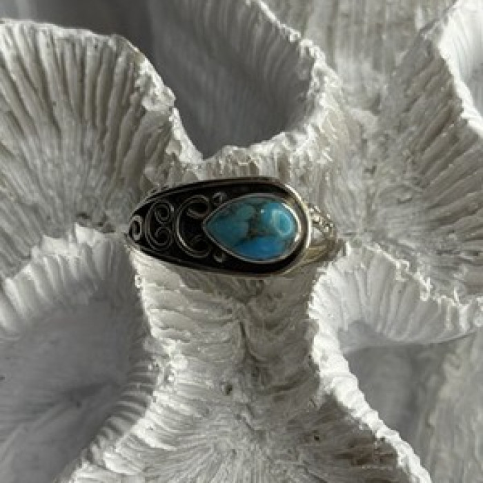 Unique Design 925 Sterling Silver Turquoise Ring Adjustable