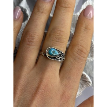 Unique Design 925 Sterling Silver Turquoise Ring Adjustable