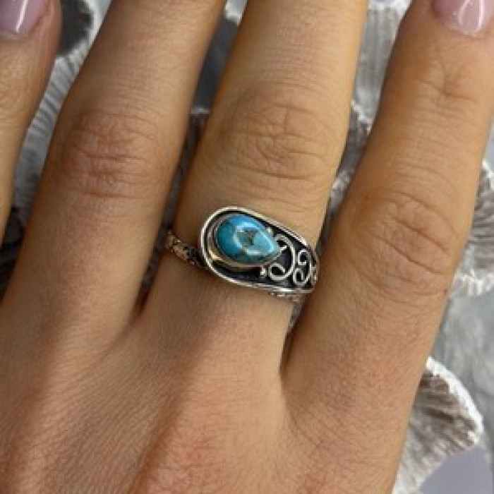 Unique Design 925 Sterling Silver Turquoise Ring Adjustable