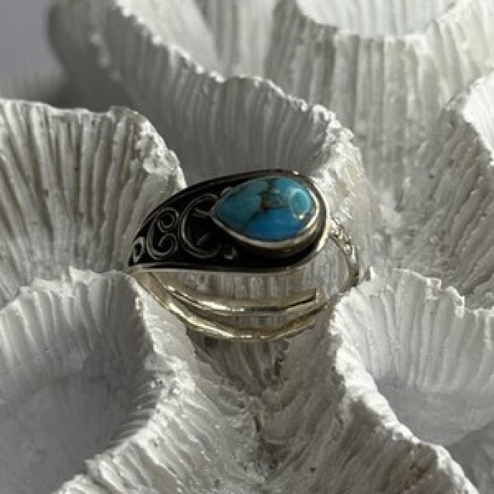 Unique Design 925 Sterling Silver Turquoise Ring Adjustable