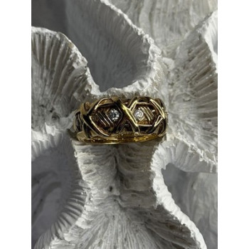 925 Sterling Silver Gold Plated Cz Band Ring Size 7