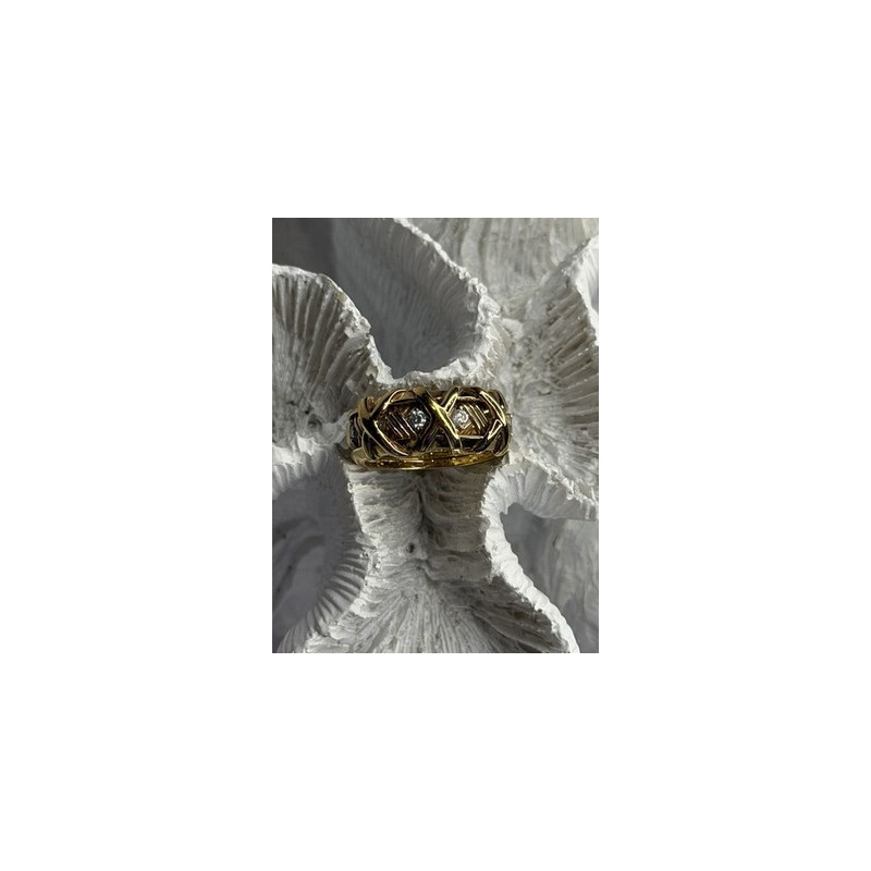 925 Sterling Silver Gold Plated Cz Band Ring Size 7