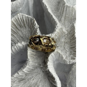 925 Sterling Silver Gold Plated Cz Band Ring Size 7