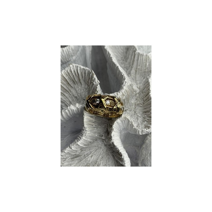 925 Sterling Silver Gold Plated Cz Band Ring Size 7