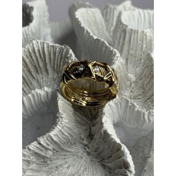 925 Sterling Silver Gold Plated Cz Band Ring Size 7