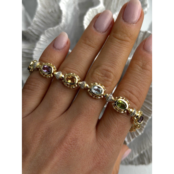 925 Sterling Silver Gold Plated Bracelet Topaz Citrine Amethyst Peridot 7.5