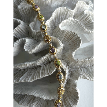 925 Sterling Silver Gold Plated Bracelet Topaz Citrine Amethyst Peridot 7.5