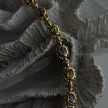 925 Sterling Silver Gold Plated Bracelet Topaz Citrine Amethyst Peridot 7.5