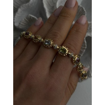 925 Sterling Silver Gold Plated Bracelet Topaz Citrine Amethyst Peridot 7.5