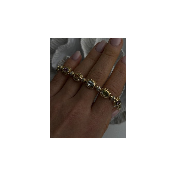 925 Sterling Silver Gold Plated Bracelet Topaz Citrine Amethyst Peridot 7.5