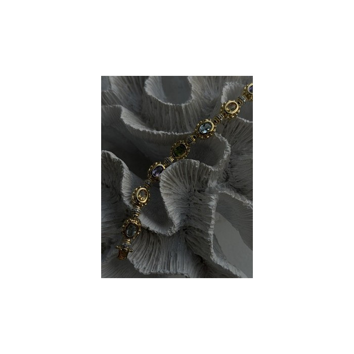 925 Sterling Silver Gold Plated Bracelet Topaz Citrine Amethyst Peridot 7.5