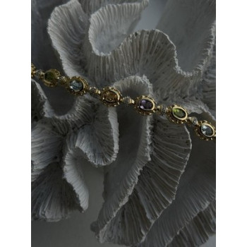 925 Sterling Silver Gold Plated Bracelet Topaz Citrine Amethyst Peridot 7.5