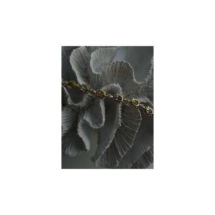 925 Sterling Silver Gold Plated Bracelet Topaz Citrine Amethyst Peridot 7.5